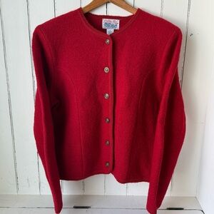 Tally Ho Vintage Red Wool Button Cardigan